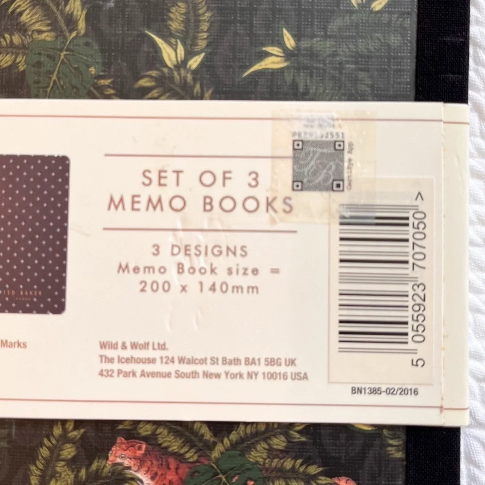 NEW Ted Baker Well NoTed Memo Notebooks Geometric and Jungle Print (Set of 3)